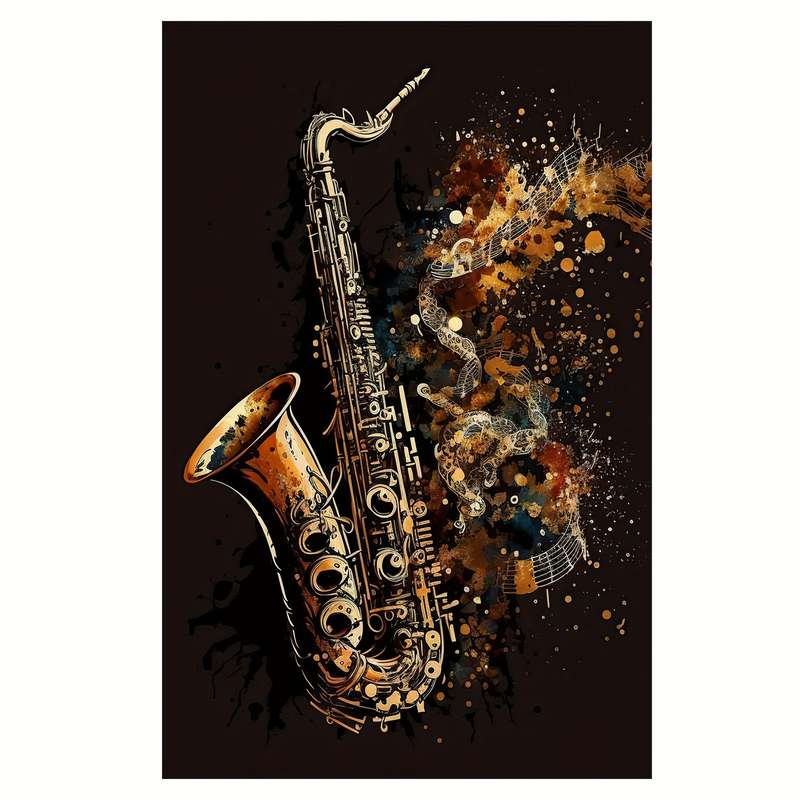 1pc  Golden Saxophone Canvas Art Poster Frameless 30.48x45.72 cm Music Themed for Bedroom O