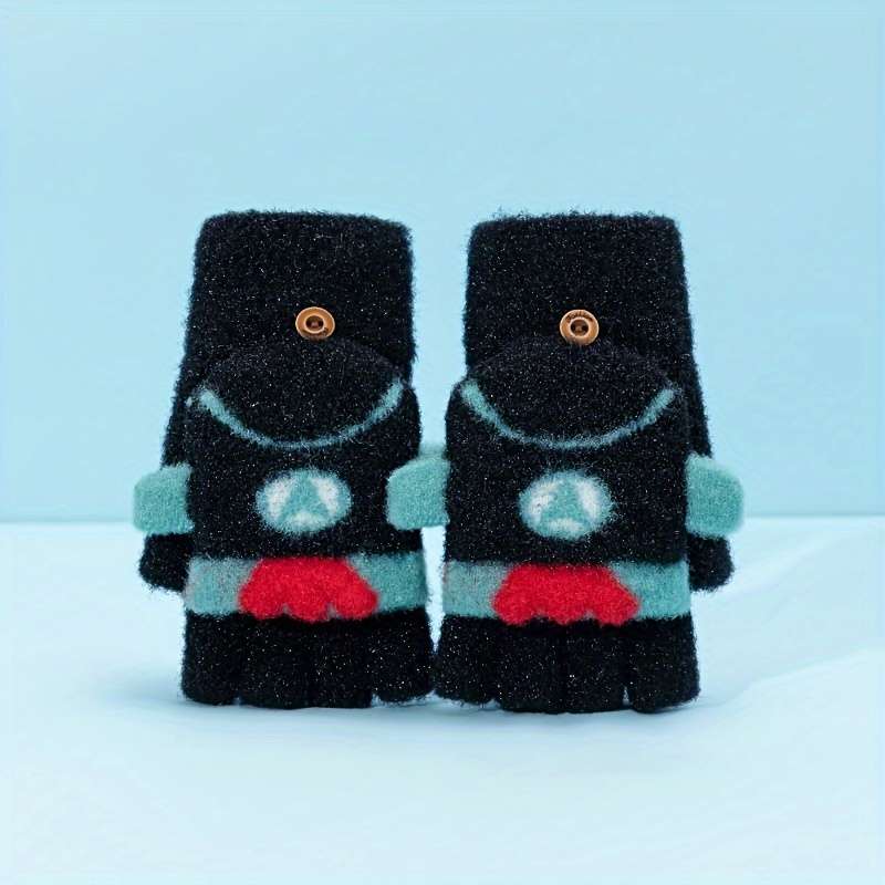 1 Pair Black Warm Gloves