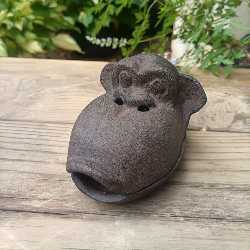 1pc Vintage Cast Iron Monkey Ashtray with Lid Unique Orangutan Design Perfect for Home Office