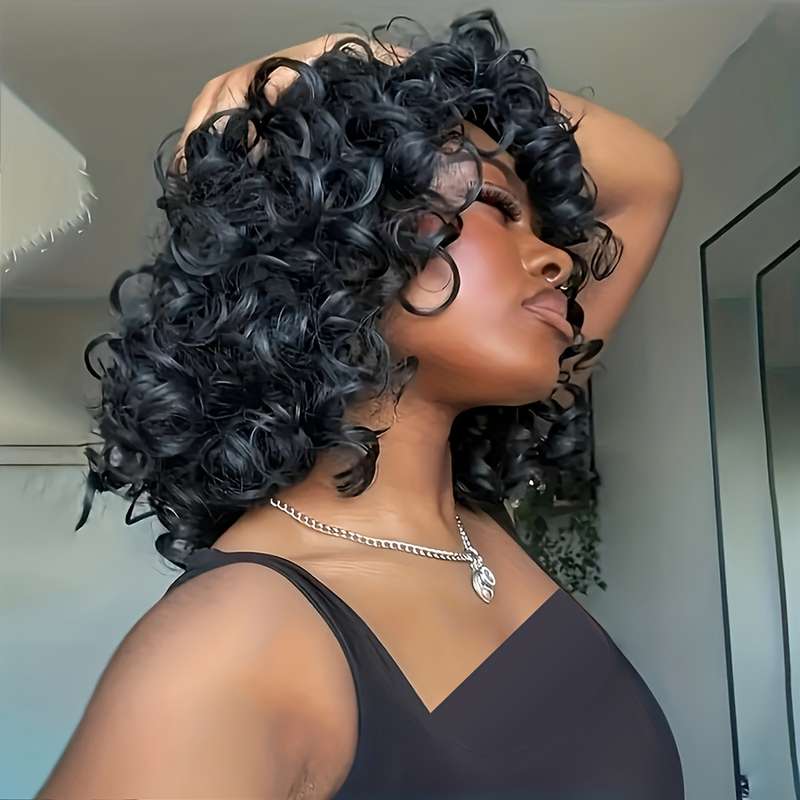 1Pc Black 40.64cm Fashion Design Wig