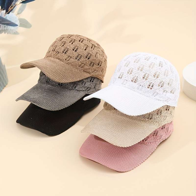 1pc Breathable Mesh Baseball Cap for Women Adjustable Lightweight Stylish Sun Hat with Hollow-