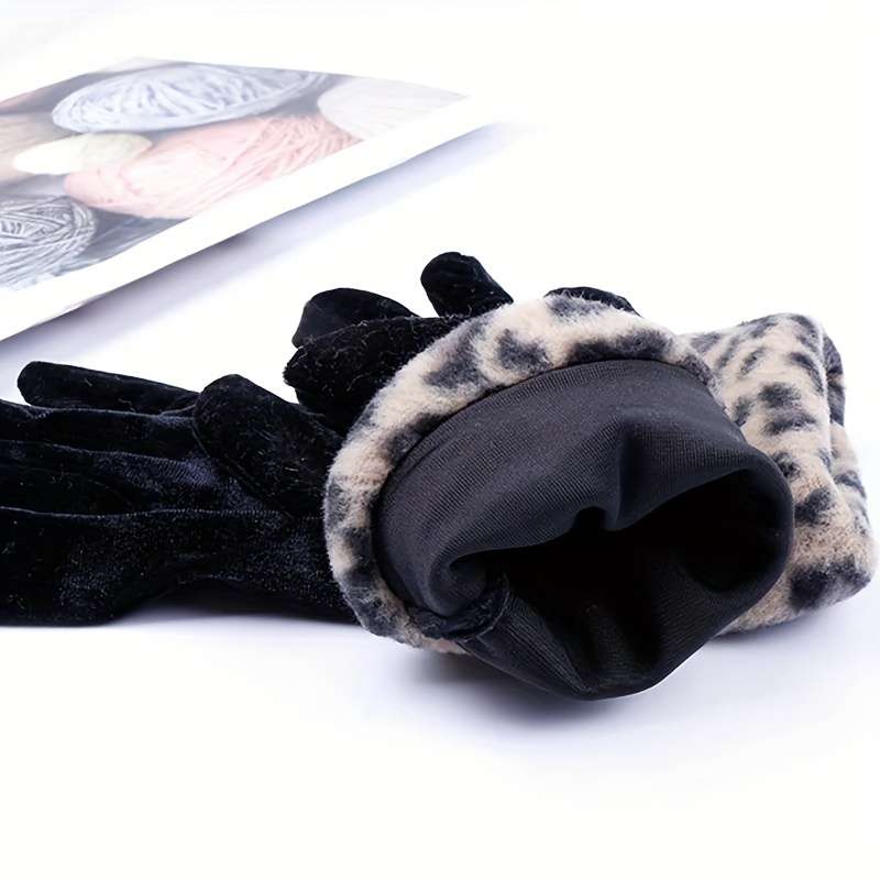 1 Pair Leopard Warm Gloves