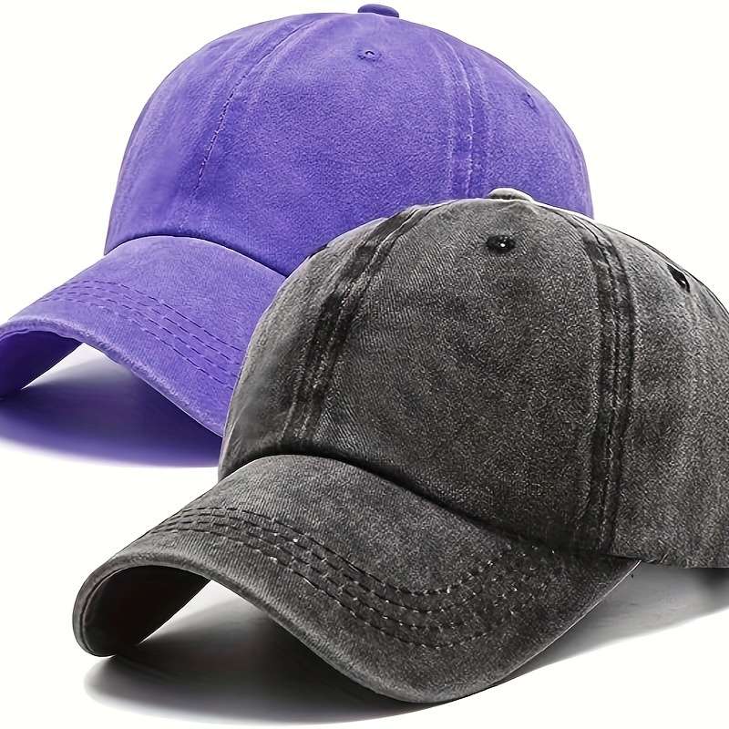 1pc Vintage Washed Denim Baseball Caps 100% Cotton Unisex Adjustable Inelastic Outdoor Sun Sh