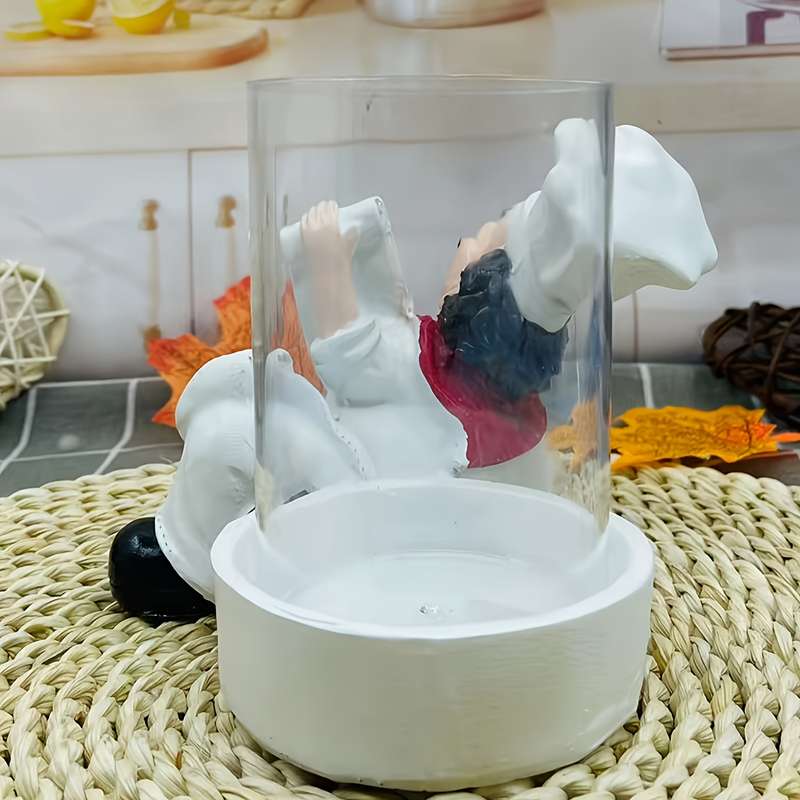 1pc Cartoon Chef Acrylic Knife Fork Holder Polished Metal Finish Compact Kitchen Counterto