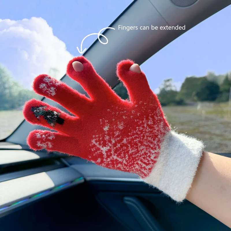 1 Pair Grey Warm Gloves
