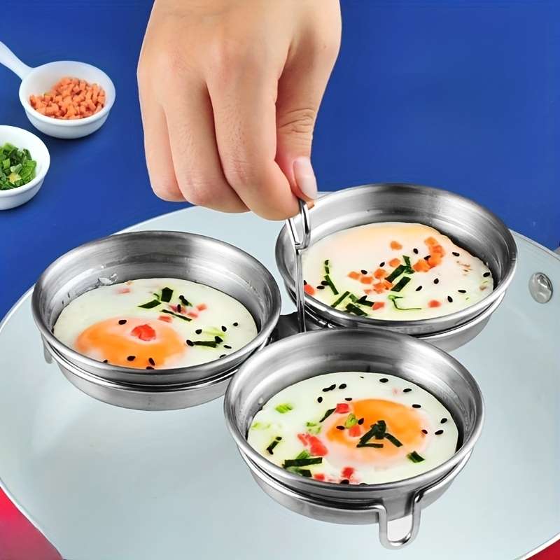 3pcs Stainless steel steaming egg mold for household boiled eggs poached eggs breakfast steam