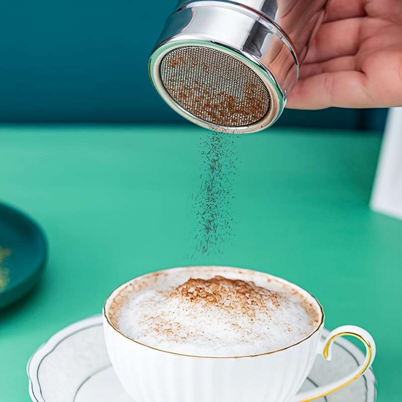 1pc Stainless Steel Powder Sugar Shaker Duster Fine Mesh for Precise Cocoa Cinnamon Coffee