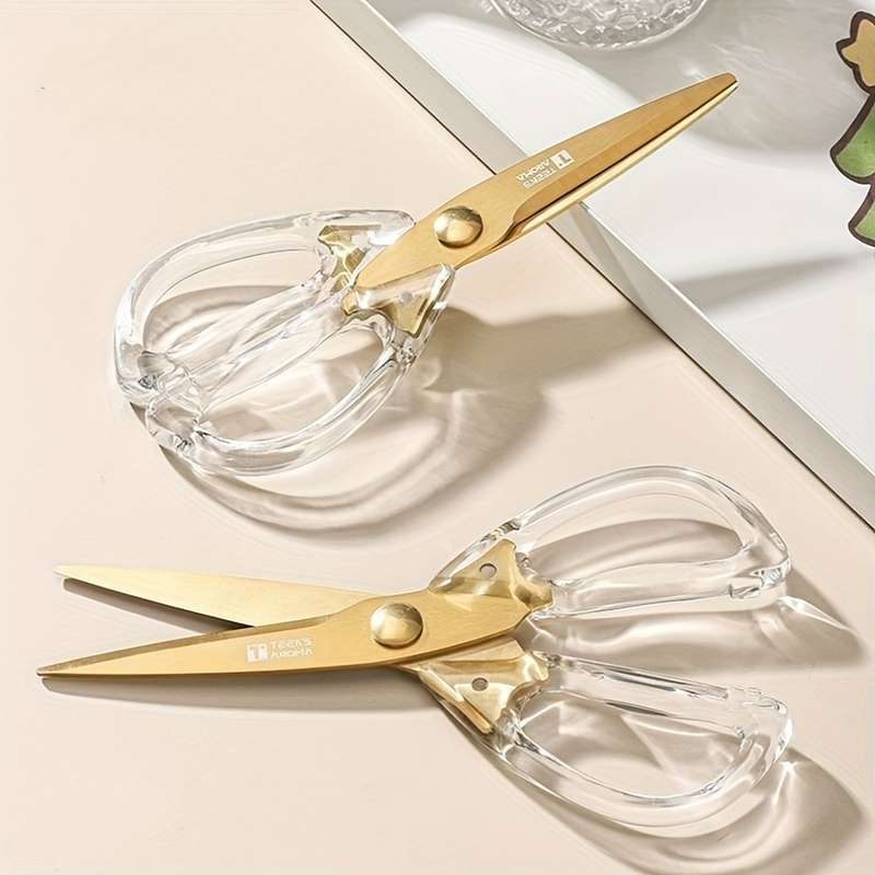 1pc Transparent Handle Kitchen Scissors Ergonomic Rust-Proof Sharp Meat Scissors Outdoor E