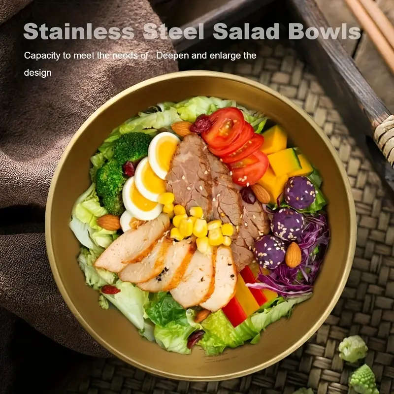 3pcs Golden Stainless Steel Mixing Bowls Set with Measurements Rust-Resistant Non-Slip Durable Kitch