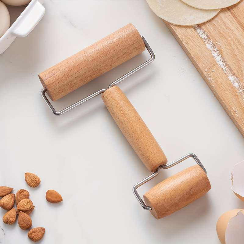 1pc Easy-Grip Dual-Ended Rolling Pin Stainless Steel Wood Perfect for Pizza Pie Cookies Dum