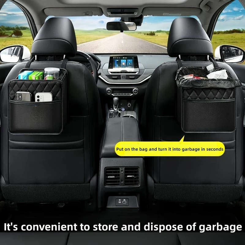 1pc Premium Faux Leather Car Seat Organizer Spacious Durable Easy-Clean Storage Bag for All Vehicles
