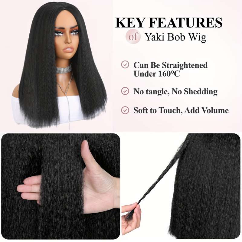 1Pc Black 45.72cm Fashion Design Wig