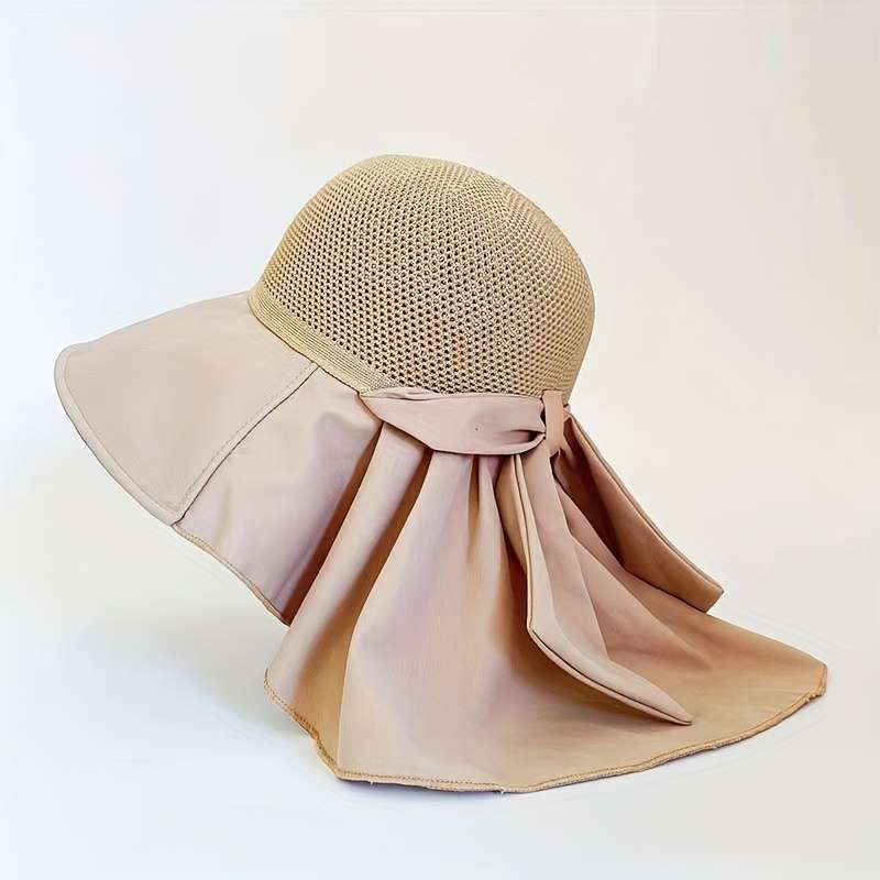 1pc Women's Breathable Polyester Sun Hat with Drawstring 100% Woven Bucket Hat with Detachable Pro