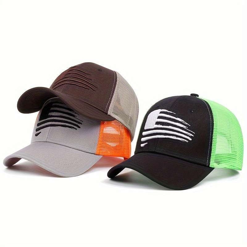1pc Personalized Embroidered Baseball Cap Contrast Color Trucker Hats Summer Adjustable Breathable