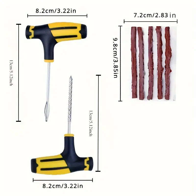 22Piece Car Tire Repair Kit with Emergency Puncture Repair Tools Plug Strips and Stirring Glue Quick