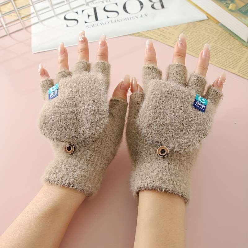1 Pair Black Warm Gloves