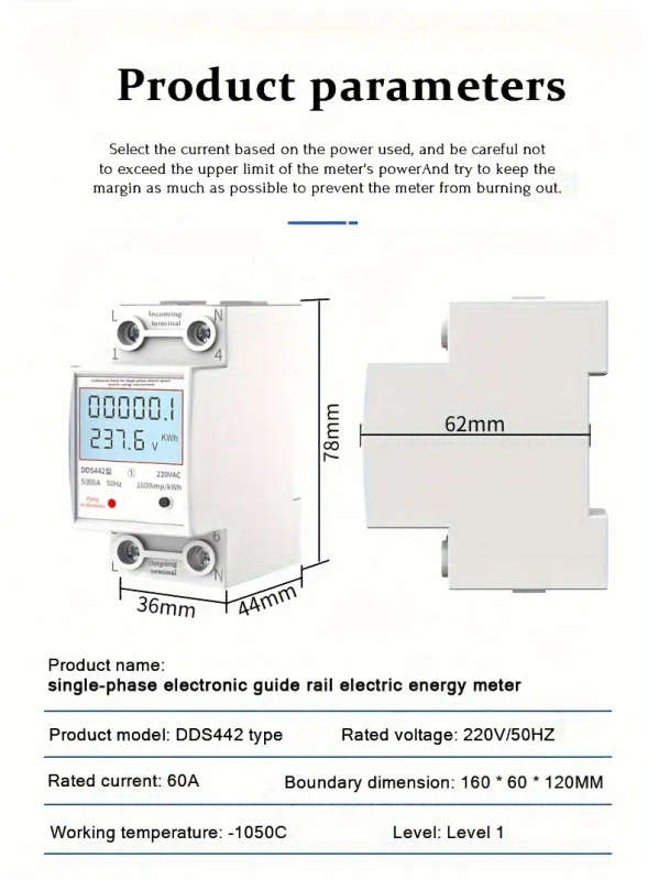 household electricity meter lcd electricity meter single phase 220v mini watt hour meter rail type air conditioning electricity meter intelligent digital display metering details 5