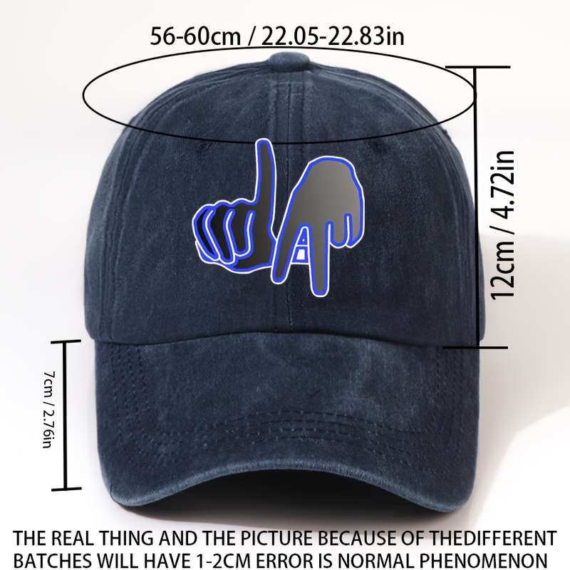 1pc EOXF Men'S Washed Cotton Baseball Cap Adjustable Breathable Casual Hat with LA Print Lightwei