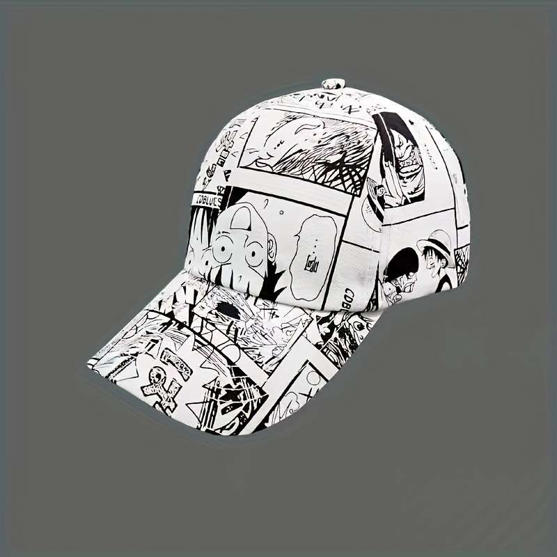 1pc Trendy Men's Graffiti Baseball Cap Black White Abstract Design Lightweight Sun Protect