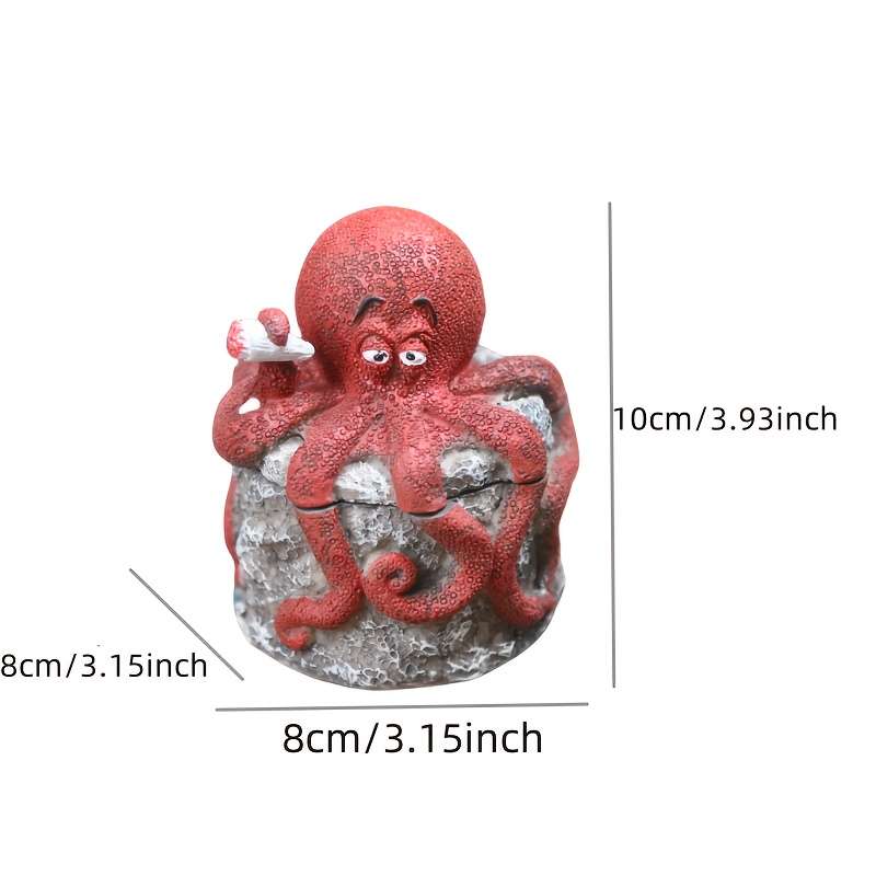 1pc Whimsical Octopus Statue with Lid Windproof Resin Ashtray for Indoor Outdoor Decor Perfect f