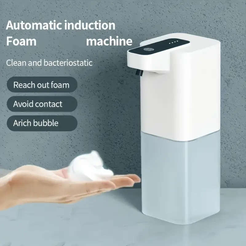 1pc Automatic Foam Hand Soap Dispenser Wall-Mounted No-Contact Infrared Sensor USB Rechargeable