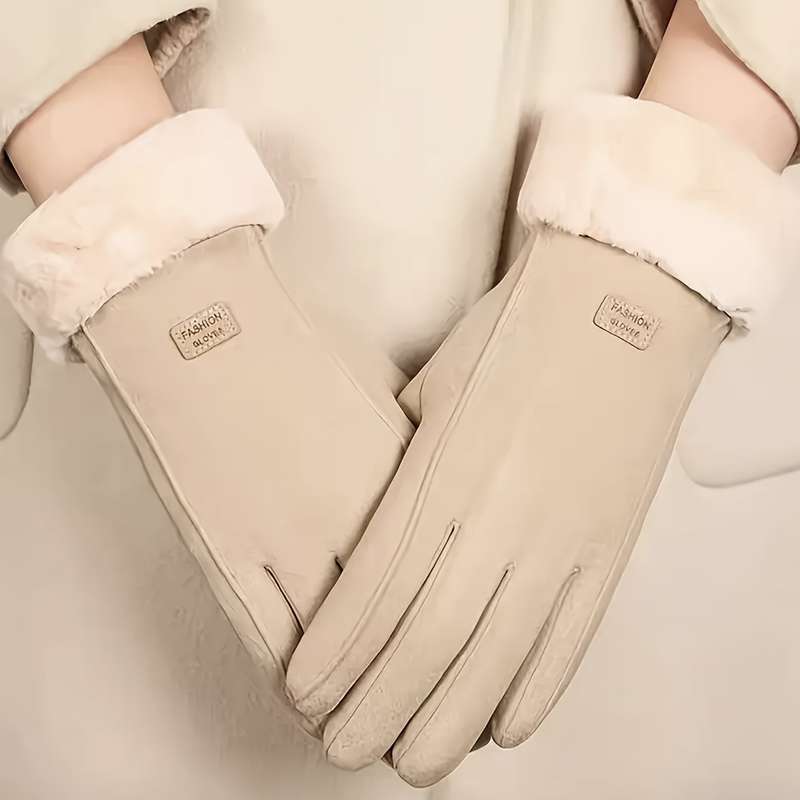 1 Pair Beige 1 Pair Touchscreen Gloves