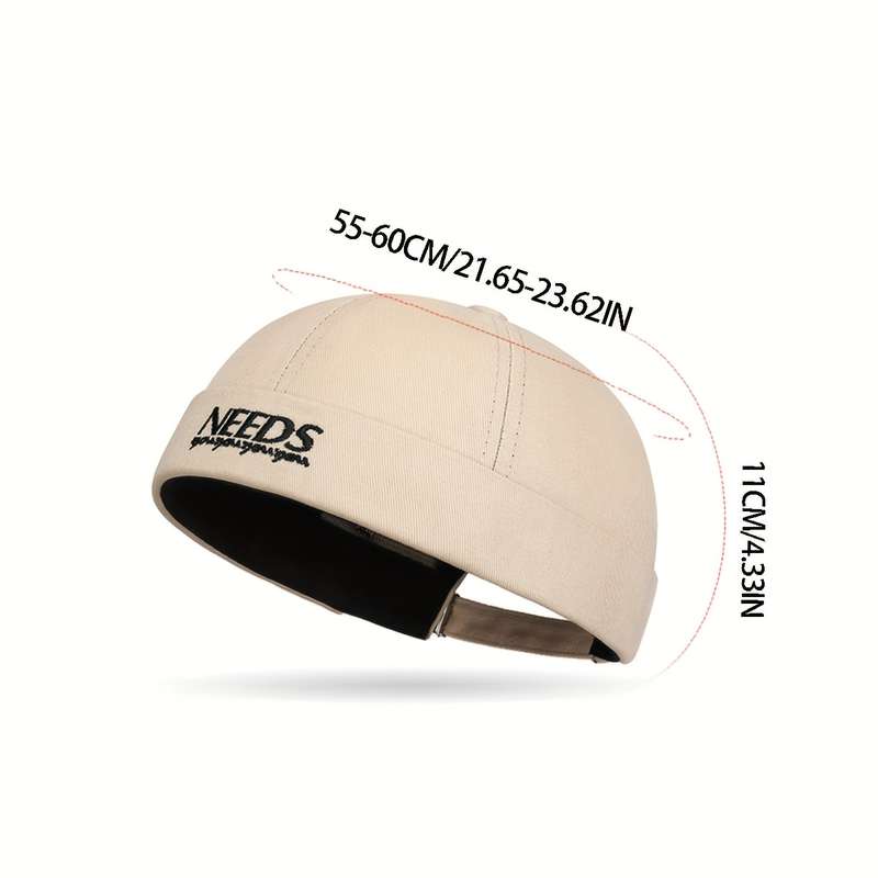 1pc Unisex Embroidered Brimless Hat Trendy Hip Hop Street Style Adjustable Fit with "NEEDS" Embr