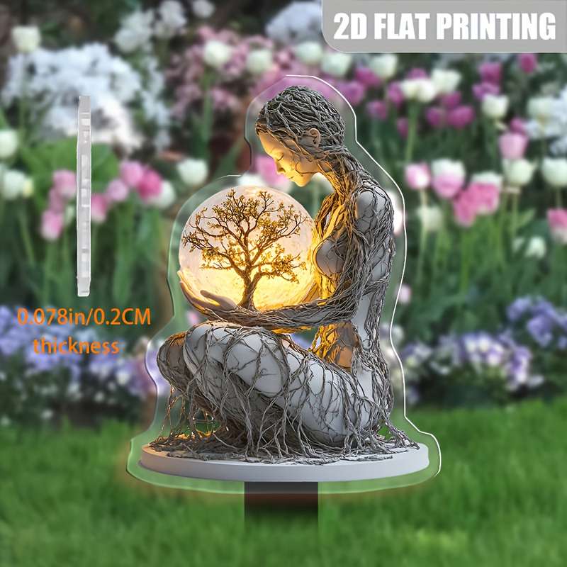 1pc 2D Flat   Forest Goddess Acrylic Garden Sign Windproof and Rainproof Outdoor Decoration
