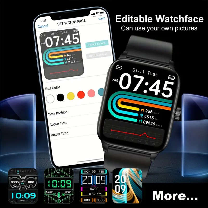 Smartwatch 3D Dynamic Sports Plant Growth Dial 1.85-Inch Large Screen True Smart Call Watch 100+ Spo
