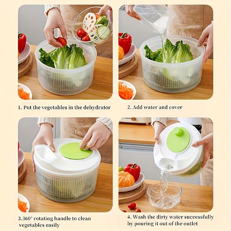 1pc Multi-Functional PP Kitchen Tool Vegetable And Fruit Dryer Salad Spinner Colander Baske