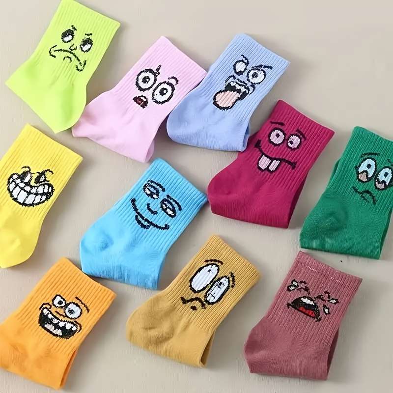 10 Pairs Of Mixed Colors One Size High Elastic Socks