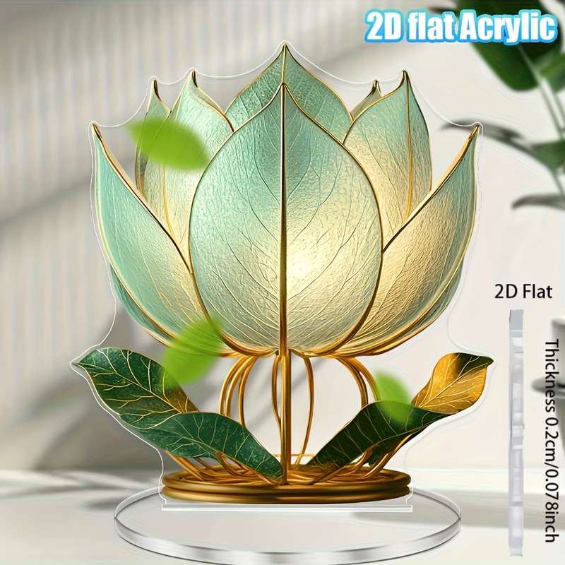 1pc 2D Flat   Bohemian Style  Acrylic for Lotus Flower Lamp 16.0cm x 18.03cm Green Golden