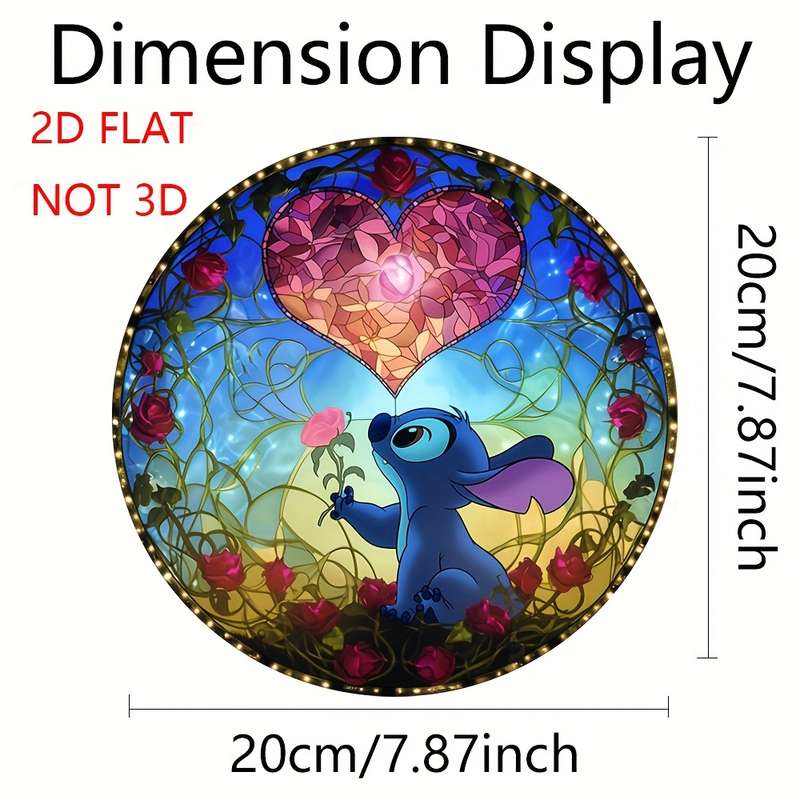 1pc 2D Flat  Stitch Art Deco Acrylic Suncatcher Fairy Tale Themed Hanging Ornament for Home Gard