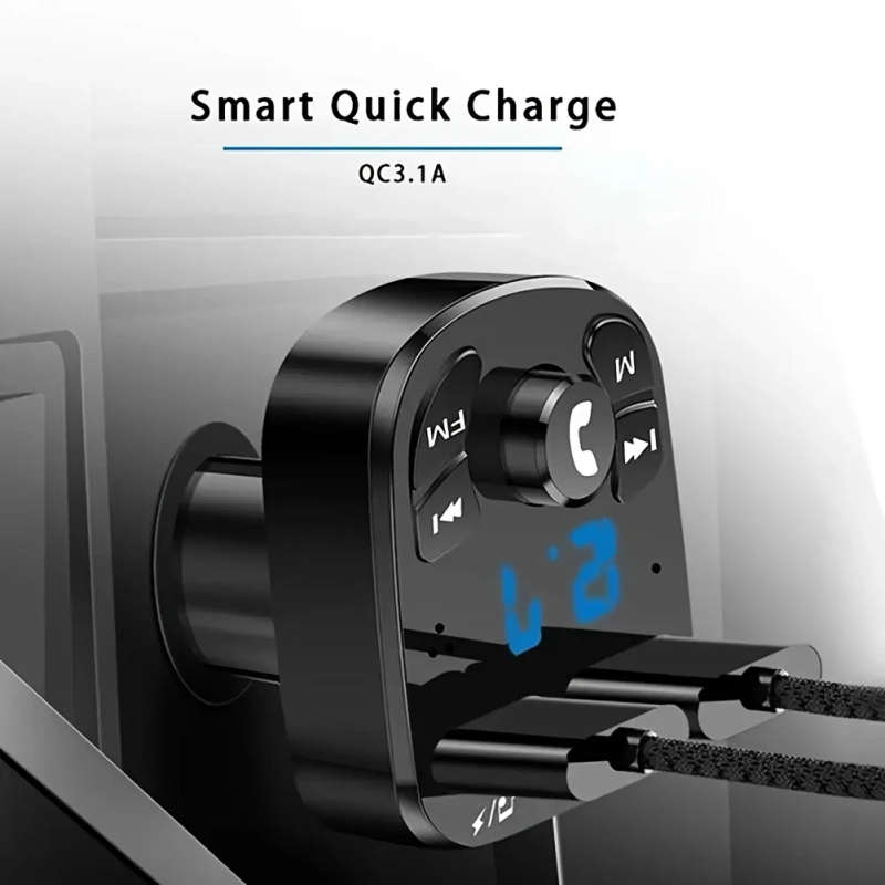 1pc Multi-Function Car Charger with Dual USB Ports MP3 Player U Disk Wireless Fast Charging Adapter