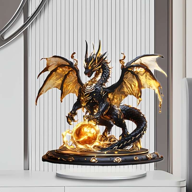 1pc 2D Flat   Classic Fantasy Dragon Desk Art  Acrylic Tabletop Decor Multipurpose No Elect