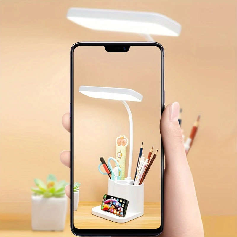 1pc Rechargeable LED Stand Light with Polished Finish Adjustable Lighting Desk Lamp USB Charging 5V