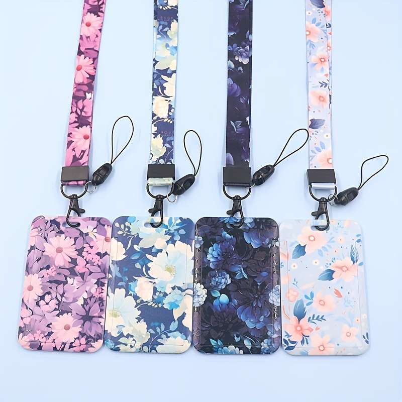 1pc Floral Patterned ID Card Holder Inspired Design Durable Plastic Material