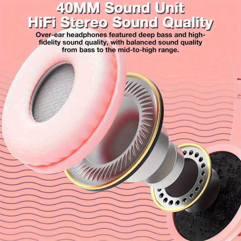 1pc Wireless Over-Ear Headphones 20H Playtime Wireless 5.0 Noise Reduction Comfortable Padded Ear