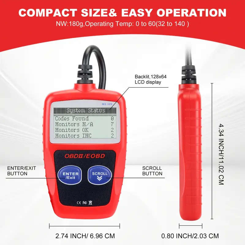 1pc Classic Enhanced Universal OBD2 Scanner Car Engine Fault Code Reader Check Engine Light And Emis
