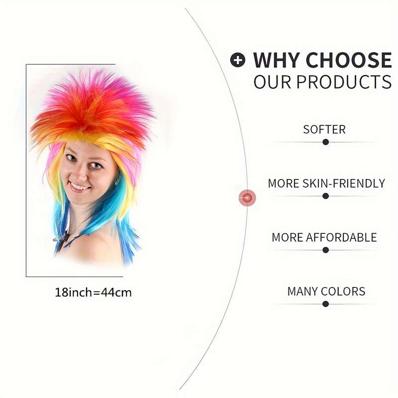 1Pc Colorful 45.72cm Fashion Design Wig