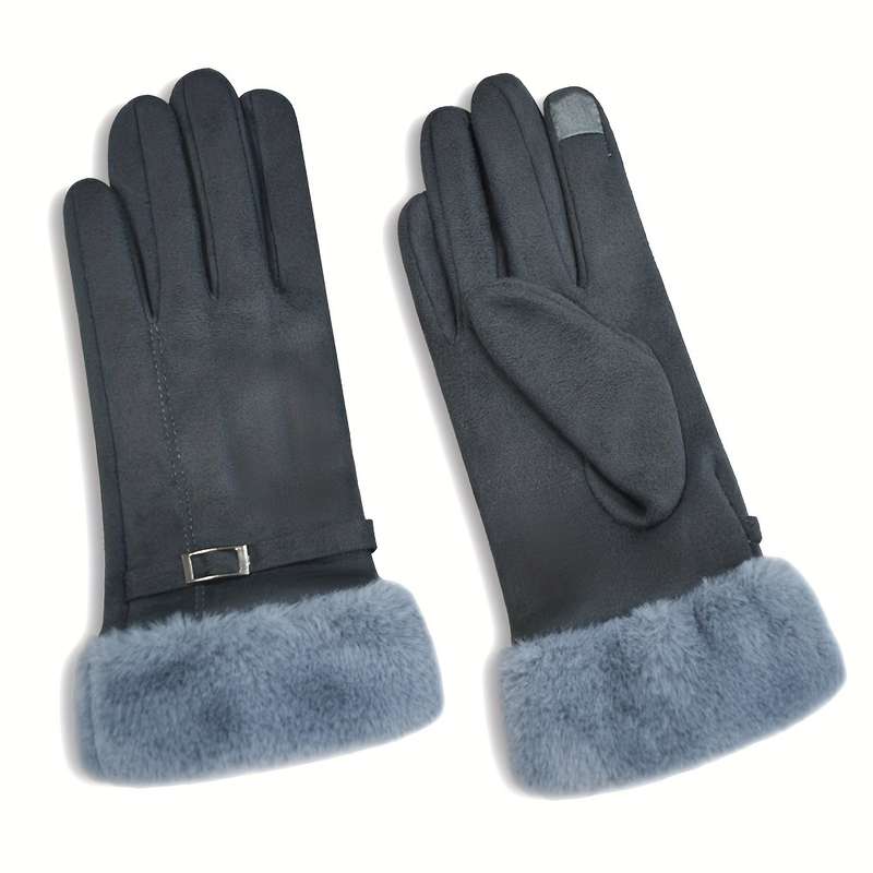 1 Pair Blue Plus Velvet Warm Gloves