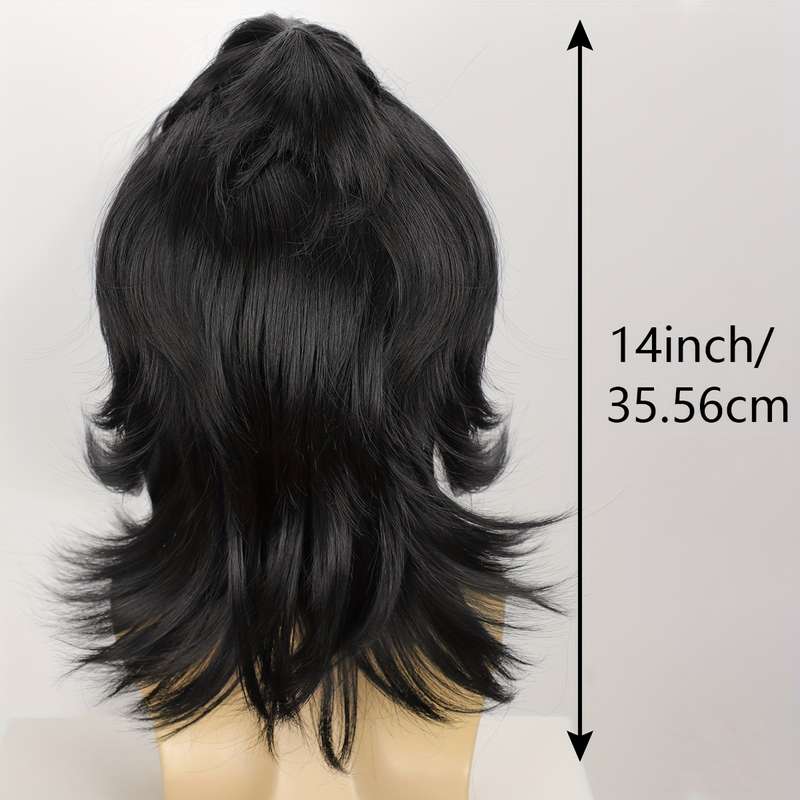 1Pc Black 35.56cm Fashion Design Wig