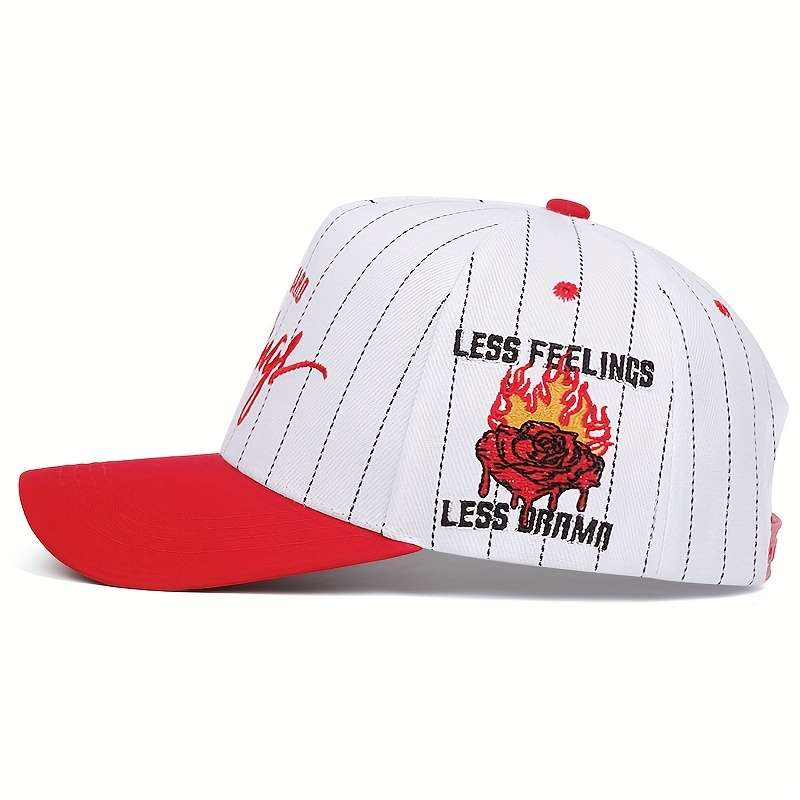 1pc Embroidery Baseball Cap Outdoor Sports Striped Cap Casual Hip Hop Flame Cap