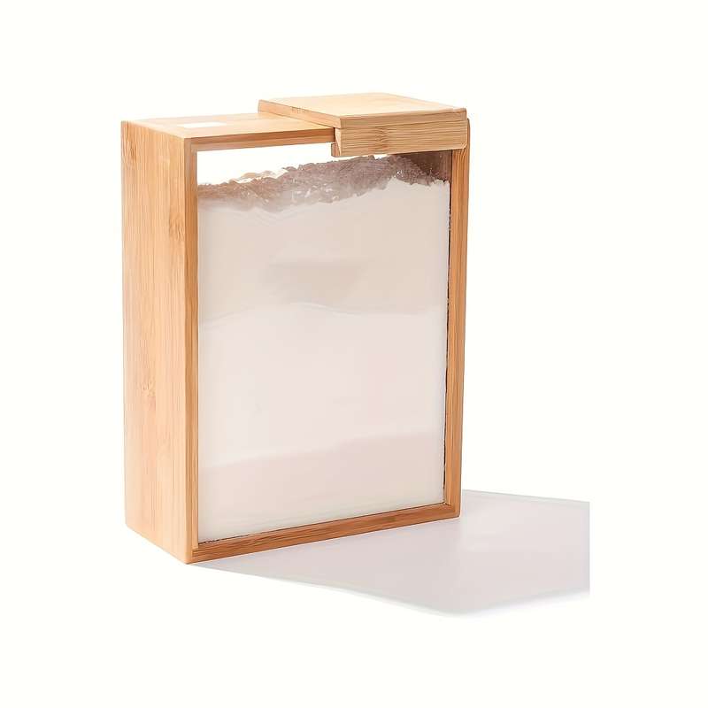 1pc High-Quality 3L Bamboo Wood Food Storage Box with Sliding Lid Ideal for Pasta Grains M