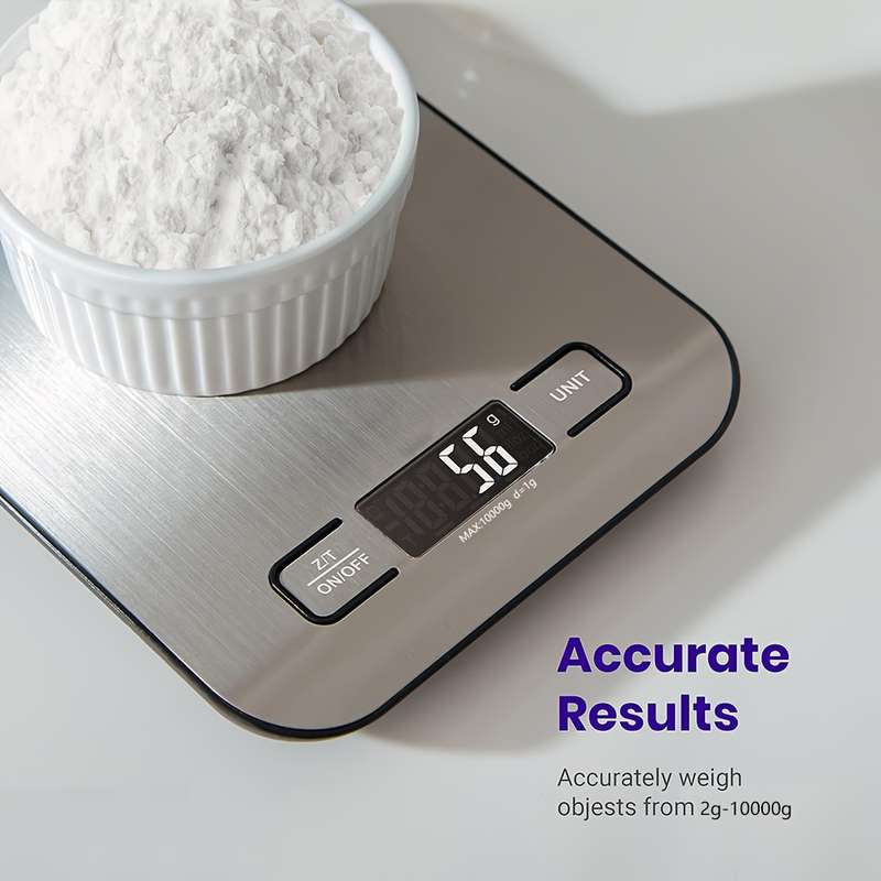 1pc High-Precision Stainless Steel 1pc Digital Kitchen Scale 22lb 10kg Capacity LCD Display Tar
