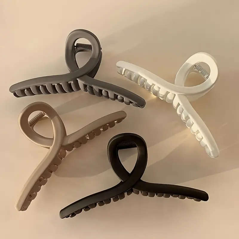 1Pc Solid Color Large Hair Claw Clip - White