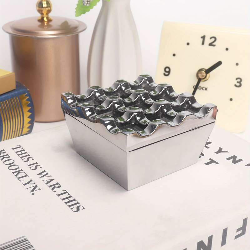 1pc Classic Metal Ashtray for Cigarettes Cigars Windproof Perfect for Outdoor Use Restaurants