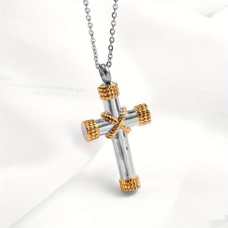 1 Piece Golden Cross Can Be Opened Jesus Theme Pendant