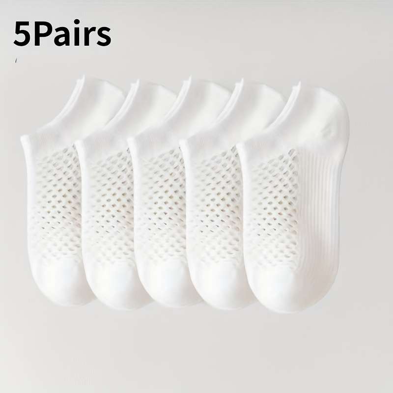 5 Pairs White One Size High Elastic Socks