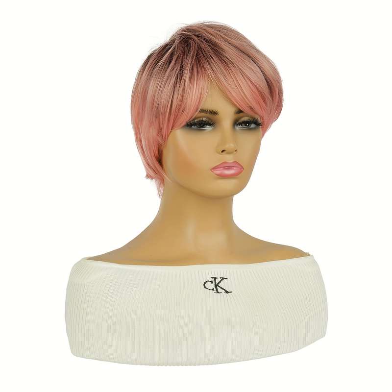 1Pc Gradient Pink 20.32cm Fashion Design Wig
